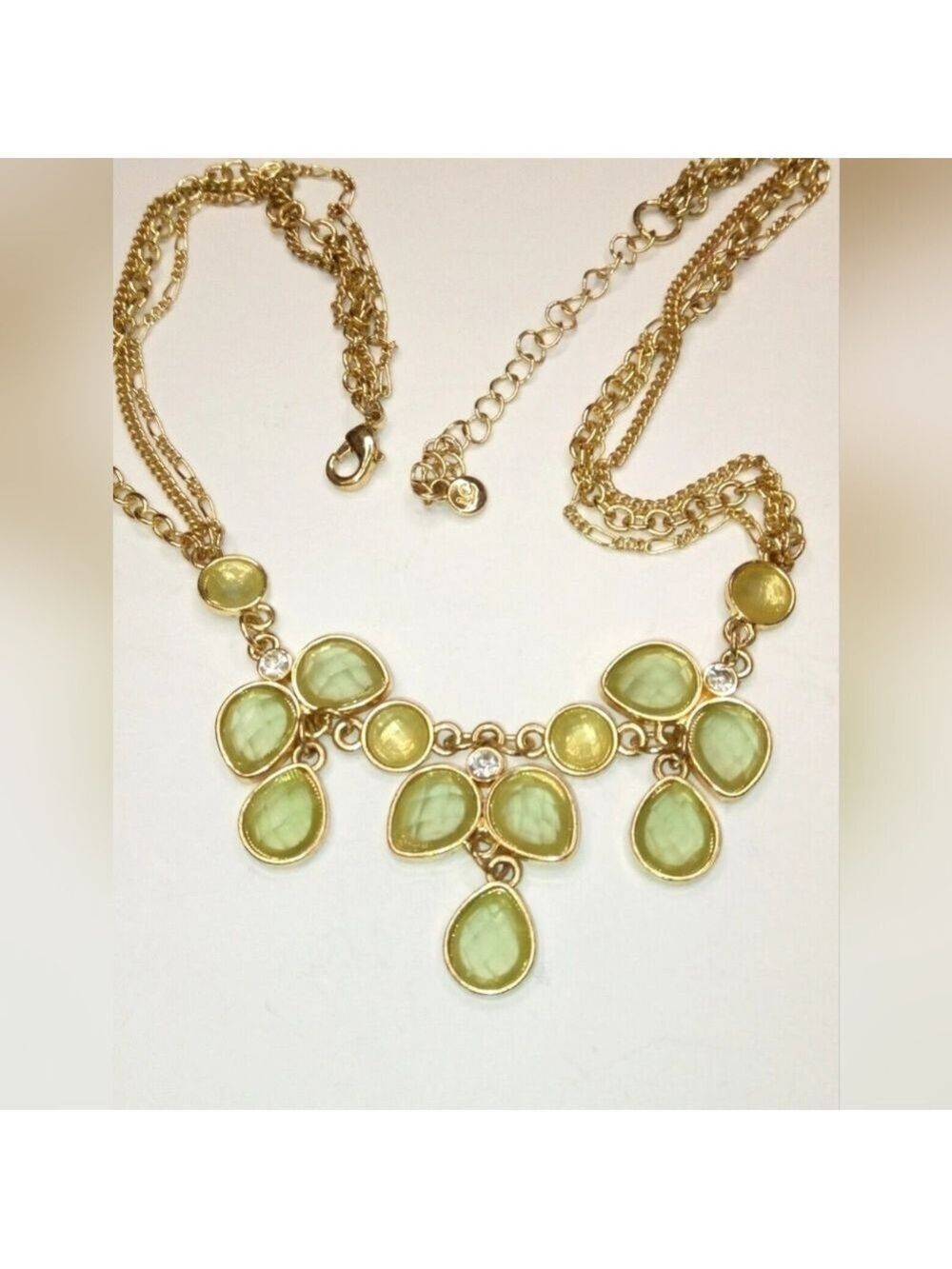 Lauren Conrad Green Faux Stone Multi Strand GoldTone Necklace